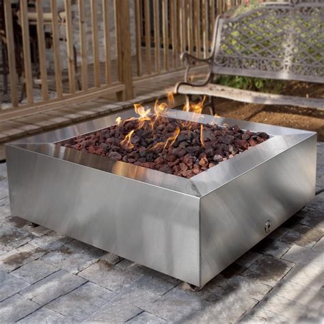 Alpine Flame 42-Inch Stainless Steel Square Fire Pit - Natural Gas : Ultimate Patio