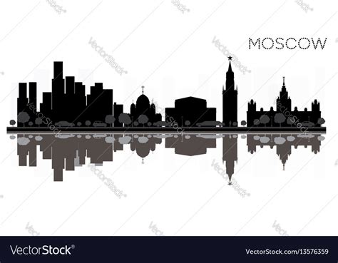 Moscow city skyline black and white silhouette Vector Image