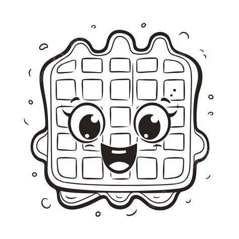 Cartoon Waffle Coloring Page Outline Sketch Drawing Vector, Drawing ...