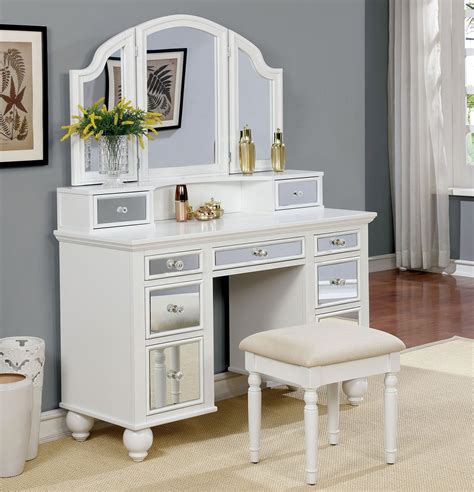 Vanity Dresser With Mirrored Drawers and Large Mirror 9 Drawer Makeup ...