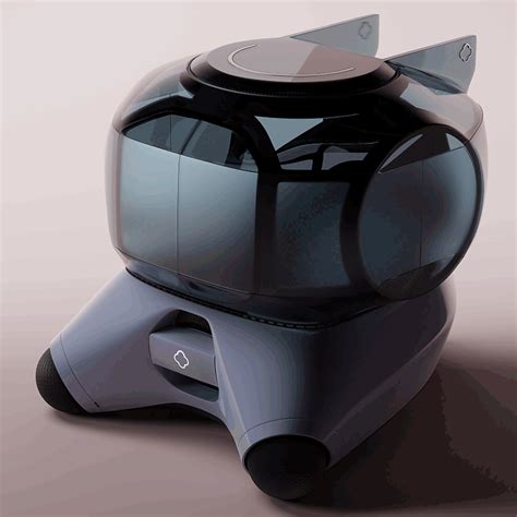 a futuristic looking object is sitting on the floor in front of a gray background with no one ...