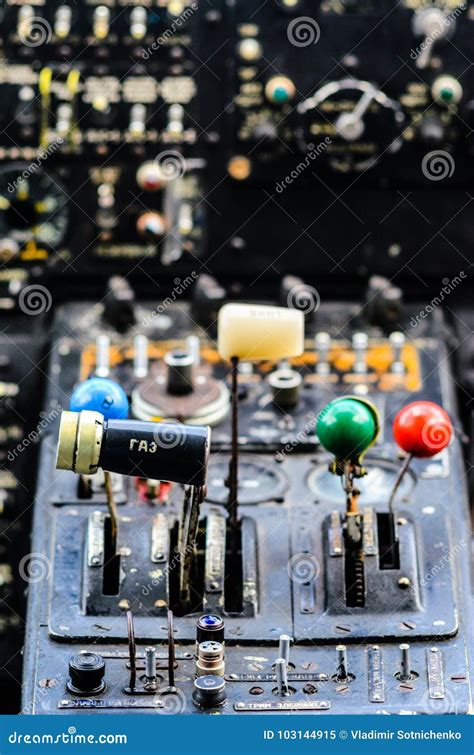 Vintage Airplane Cockpit Interior Stock Image - Image of aircraft, dial ...