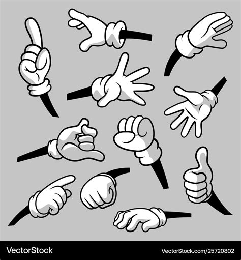 Cartoon hands with gloves icon set isolated Vector Image