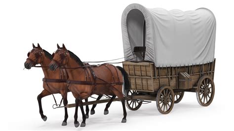 Covered Wagon With Horses Fur 3D Model - TurboSquid 1851787