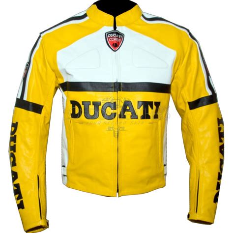 Ducati Yellow Classic Leather Motorcycle Jacket