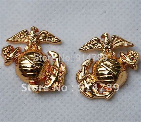 PAIR USMC US MARINE CORPS MARINES EMBLEM INSIGNIA COLLAR BADGE PIN ...