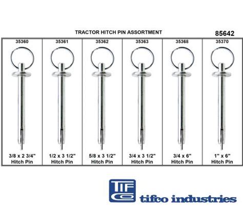 TIFCO Industries - Part#: 85642 - Tractor Hitch Pin Assortment, 3/8" - 1"