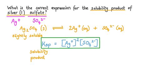 Question Video: Formulating a 퐾_sp Expression for a Silver(I) Sulfate ...