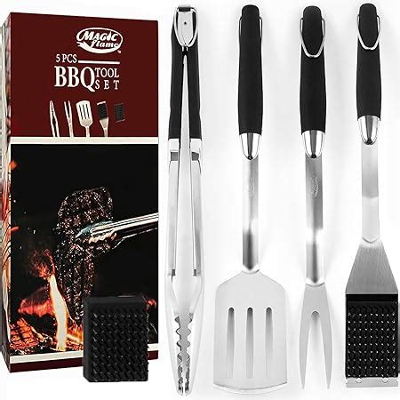 Amazon.com : MAGIC FLAME 18'' BBQ Grill Accessories, Heavy Duty 5 Pcs Grilling Tools, Extra ...