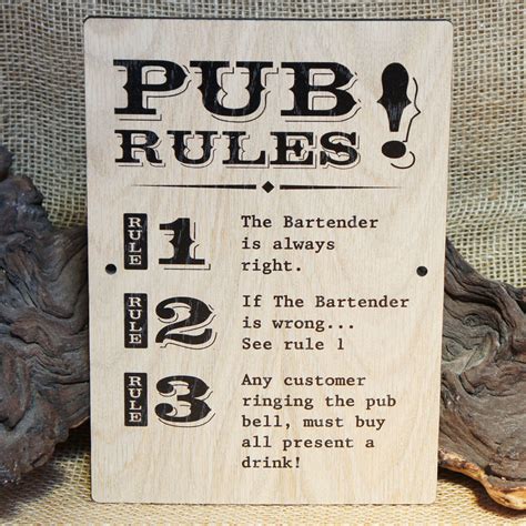 Wooden Pub Signs - "Pub Rules" - funny pub signs UK