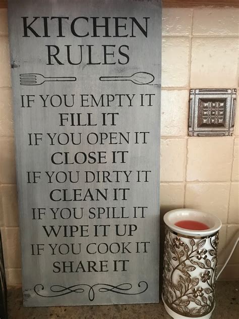 Kitchen Rules Wooden Sign | Etsy