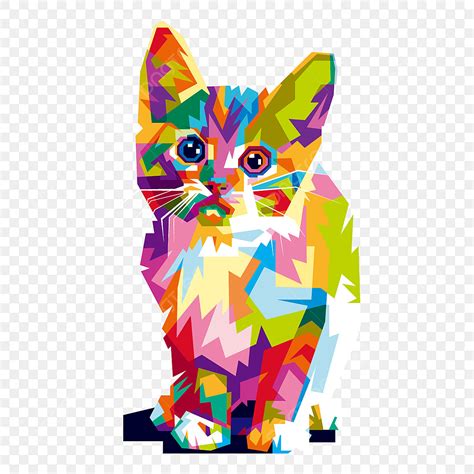 Colorful Cat Clipart Hd PNG, Full Color Cat, Animal, Background ...