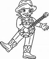 Cowboy Playing Banjo Isolated Coloring Page 40212100 Vector Art At Vecteezy sketch template