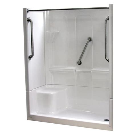 Laurel Mountain Almedia Low Threshold White 4-Piece 60-in x 30-in x 74-in Alcove Shower Kit in ...