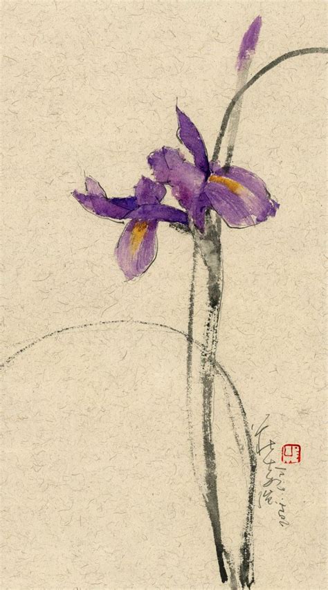 20210621 Iris – Ch'ng Kiah Kiean in 2024 | Watercolor flower art, Iris art, Japanese ink painting