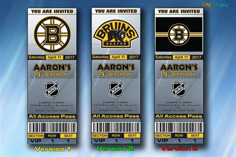 Boston Bruins Invitation, Boston Bruins Birthday Invite, Ticket, Tickets, Digital Item ...