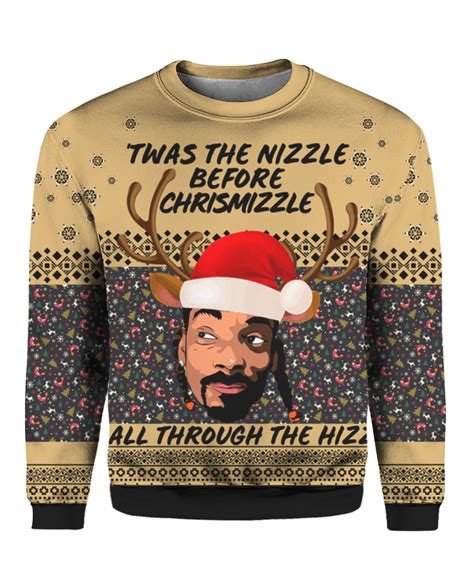 Snoop Dogg Twas The Nizzle Before Chrismizzle 3D Ugly Christmas Sweater ...