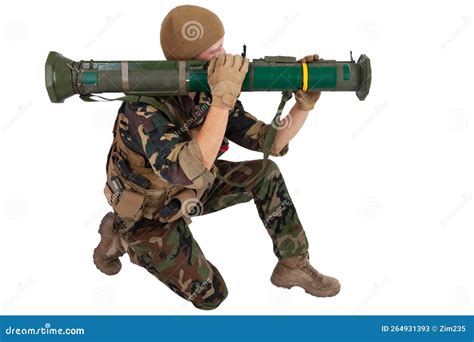 Mecenary Operator Fire AT4 Bazooka Rocket Launcher Stock Image - Image ...