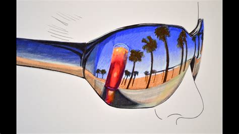 how to draw sunglasses reflection - roseartdrawingsimple