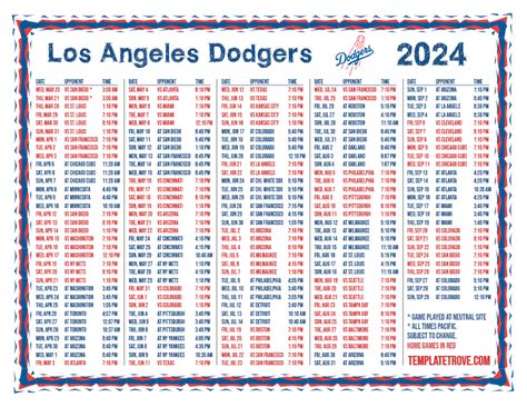 Dodgers 2024 Promotional Schedule 2024 - Perri Priscilla