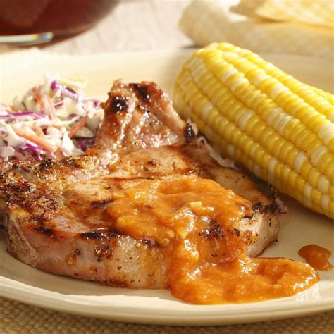 Pork Chops with Peach Barbecue Sauce Recipe - EatingWell