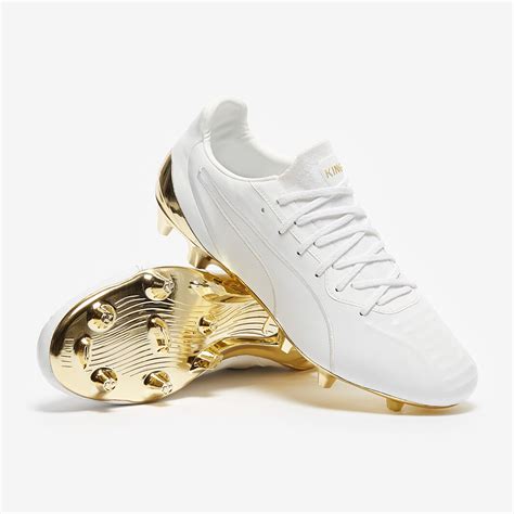 Puma King Platinum FG/AG - White/Gold - Firm Ground - Mens Soccer Cleats