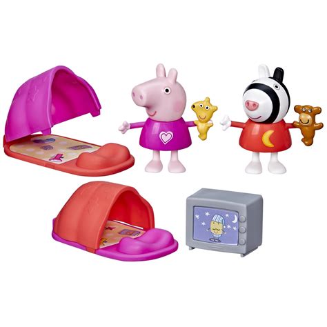 Peppa Pig Toys Peppa's Sleepover Playset Toy for Preschoolers, 2 Figures and 3 Themed ...