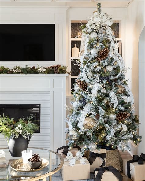 Black and White Christmas Decor in Our Living Room - The Creek Line House