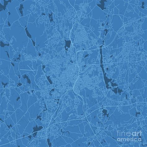 Worcester MA City Vector Road Map Blue Digital Art by Frank Ramspott