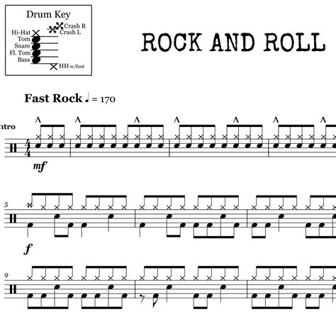 Rock and Roll - Led Zeppelin - Drum Sheet Music | OnlineDrummer.com | Drums sheet, Drum sheet ...