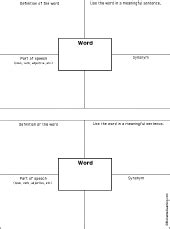 Vocabulary 4-Square Chart #2 Printout: Graphic Organizers - EnchantedLearning.com