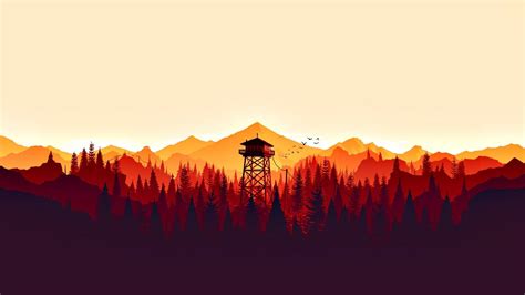 Download 4K Firewatch Vibrant Orange Mountains Wallpaper | Wallpapers.com