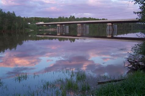 The bridge over the Abitibi River. Timmins, Bridge, Fire, Mountains, Natural Landmarks, Nature ...