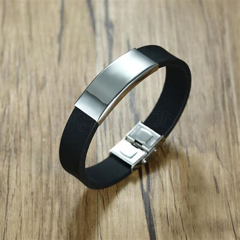 Blank Stainless Wristband Silicon Bracelet Laser Engraving