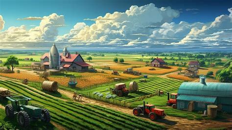 Premium Photo | Cartoon farm with traditional wooden house in the ...