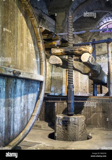 An old wooden wine press at Grazi Wines, one of the new generation of natural wineries working ...