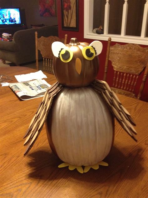 Owl made from pumpkins. My sons entry for decorated pumpkins this fall. | Pumpkin decorating ...