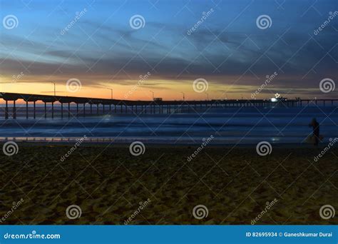 Ocean Beach Pier at Night editorial stock image. Image of travel - 82695934