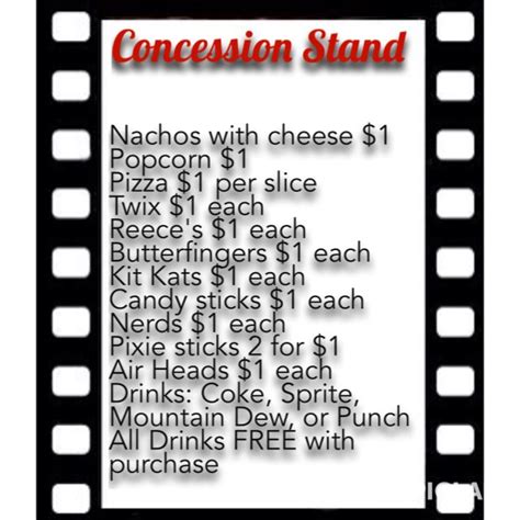 Concession Stand Menu Template | Best Template Ideas