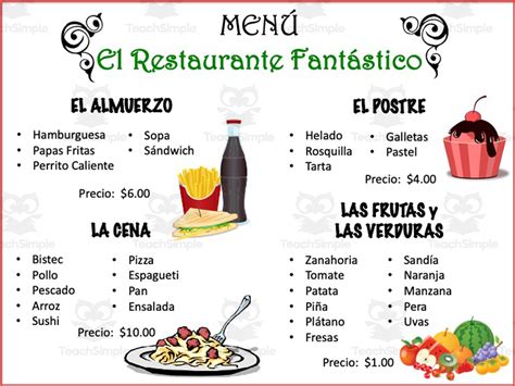 “El Restaurante Fantástico” (Spanish Role-Play Game with Food Flashcards) by Teach Simple