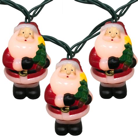 Santa Claus Holding Christmas Tree Novelty Lights