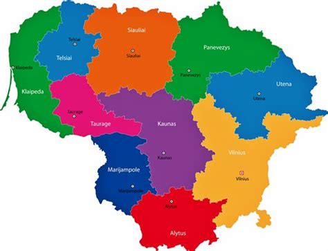 Lithuania Map of Regions and Provinces - OrangeSmile.com