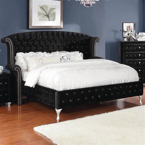 Coaster Deanna Upholstered King Bed with Button Tufting and Nailhead ...