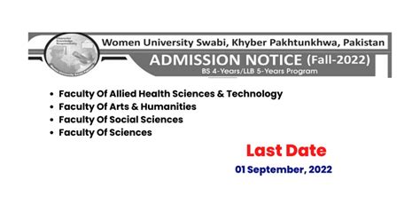 Women University Swabi Admission Notice » iubians