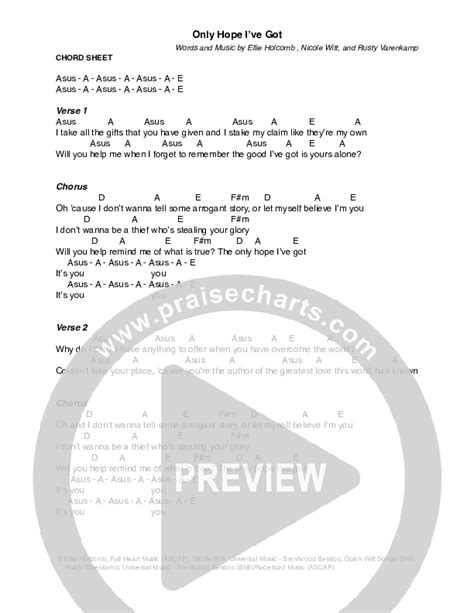 Only Hope I've Got Chords PDF (Ellie Holcomb) - PraiseCharts