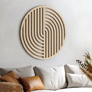 Round Wood Wall Art Set Modern Wood Wall Art Geometric Decor Boho Wall ...