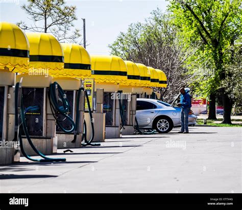 Automobile vacuum stations at a car wash business in Oklahoma City, Oklahoma, USA Stock Photo ...