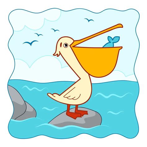 Cute Pelican cartoon. Pelican clipart vector. Nature background 8358822 Vector Art at Vecteezy