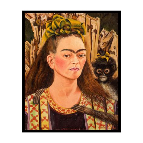 Poster Master Frida Poster - Self Portrait With Monkey Print - Mexican Painter Art - Monkey Art ...