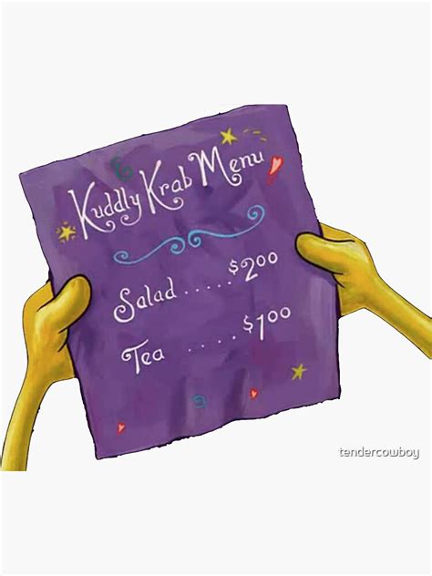 "krusty krab menu" Sticker for Sale by tendercowboy | Redbubble